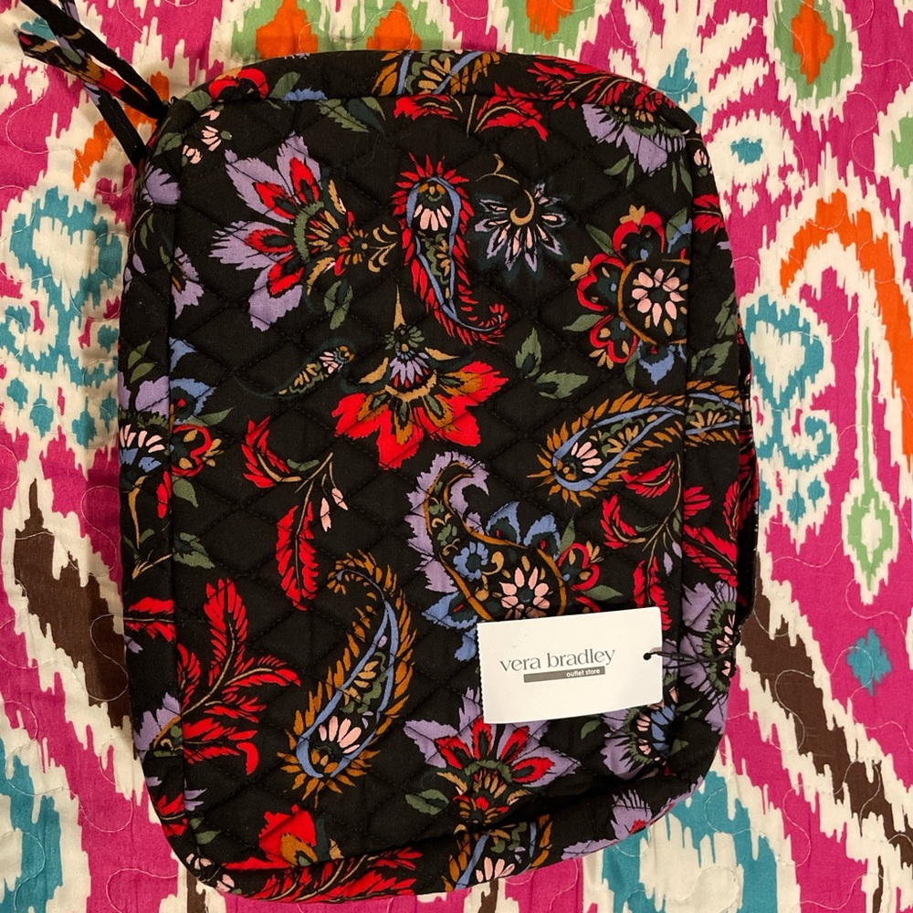 Vera Bradley Black Floral Quilted Pouch